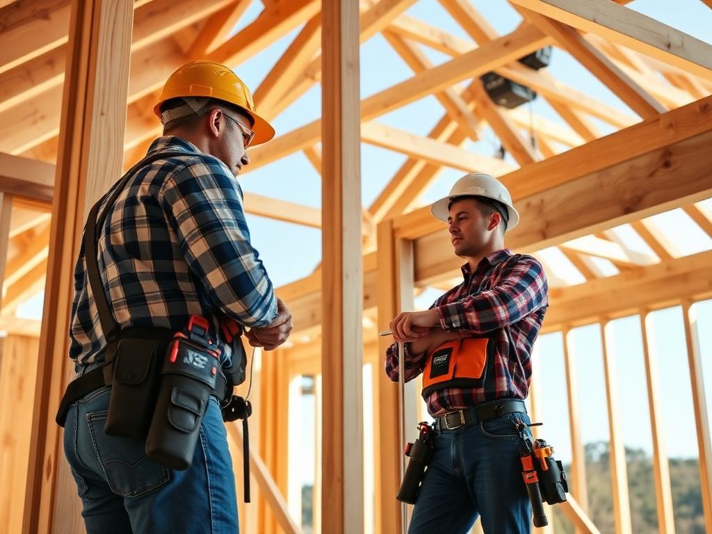 Carpenters framing a new wood-frame home
